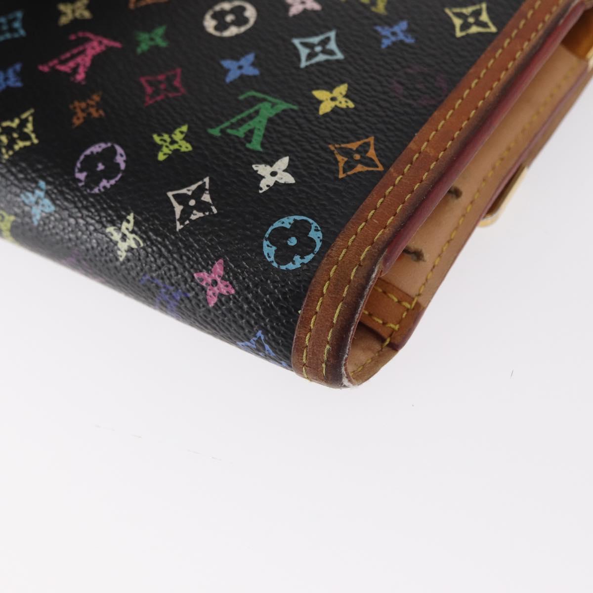 LOUIS VUITTON Monogram Multicolor Porte Tresor Wallet Black M92658 Auth 159178