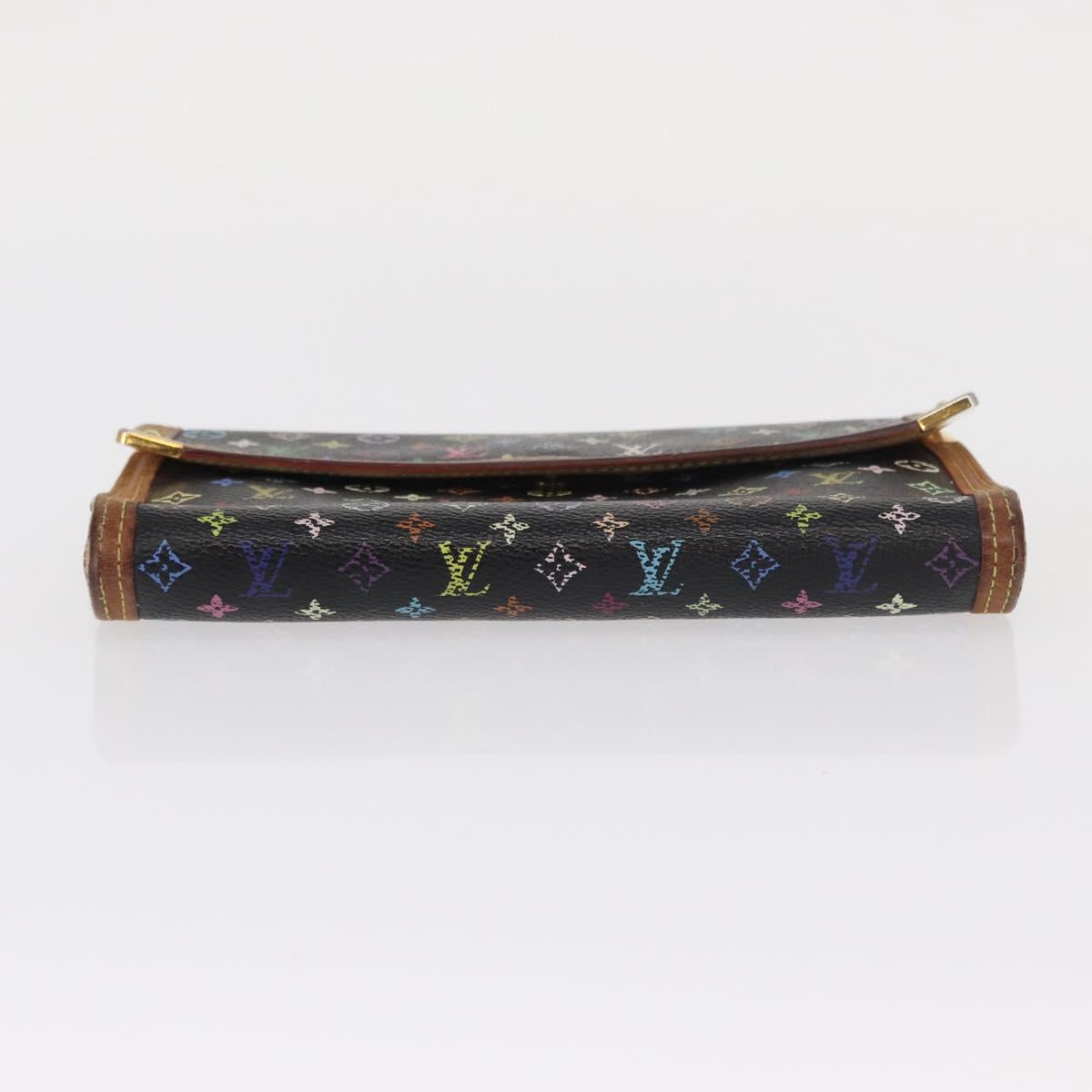 LOUIS VUITTON Monogram Multicolor Porte Tresor Wallet Black M92658 Auth 159178