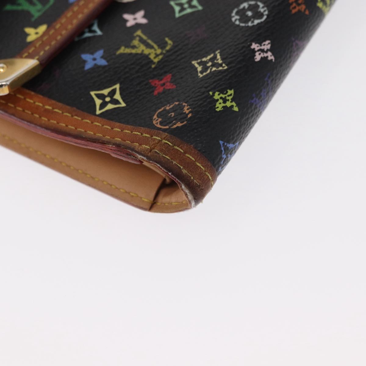 LOUIS VUITTON Monogram Multicolor Porte Tresor Wallet Black M92658 Auth 159178