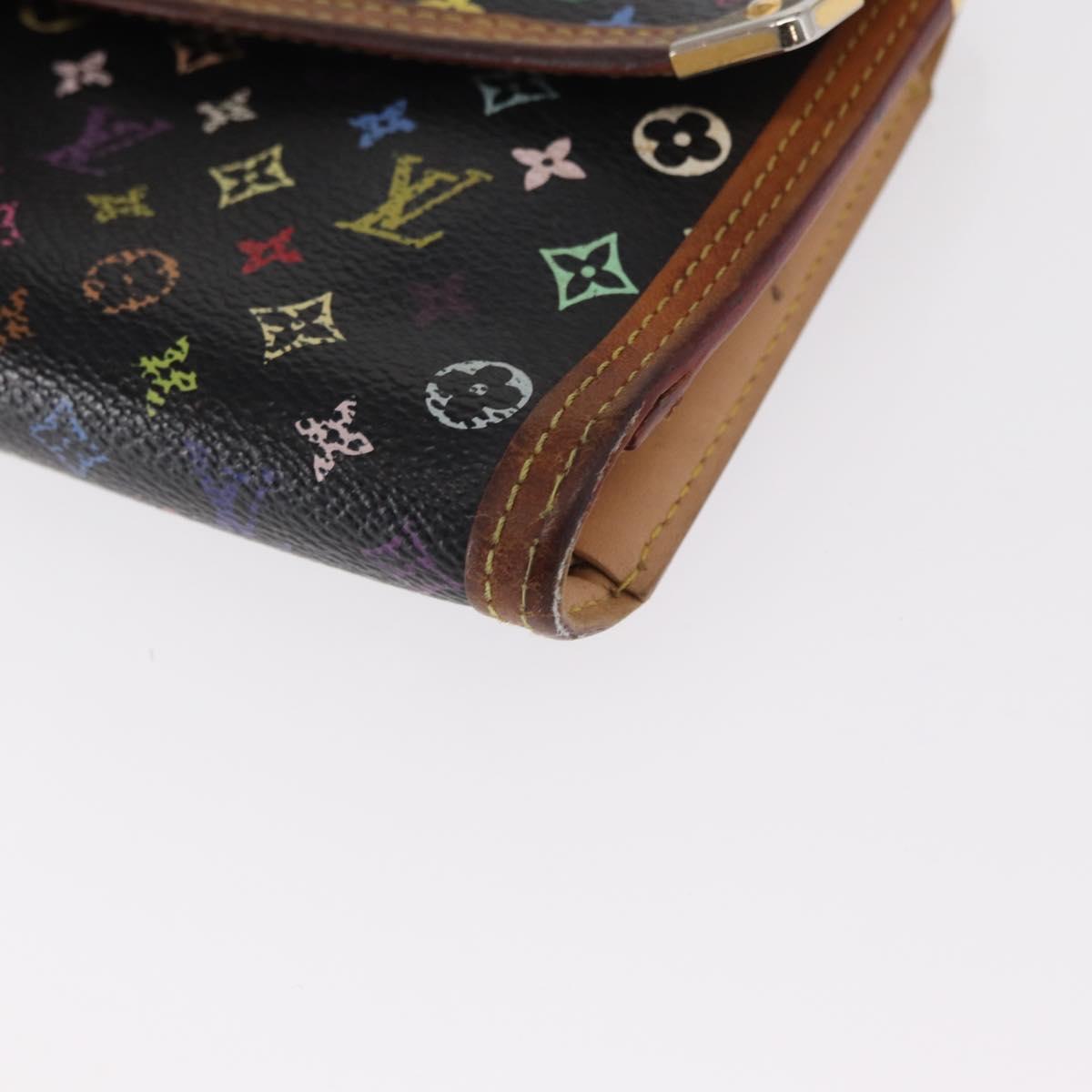 LOUIS VUITTON Monogram Multicolor Porte Tresor Wallet Black M92658 Auth 159178