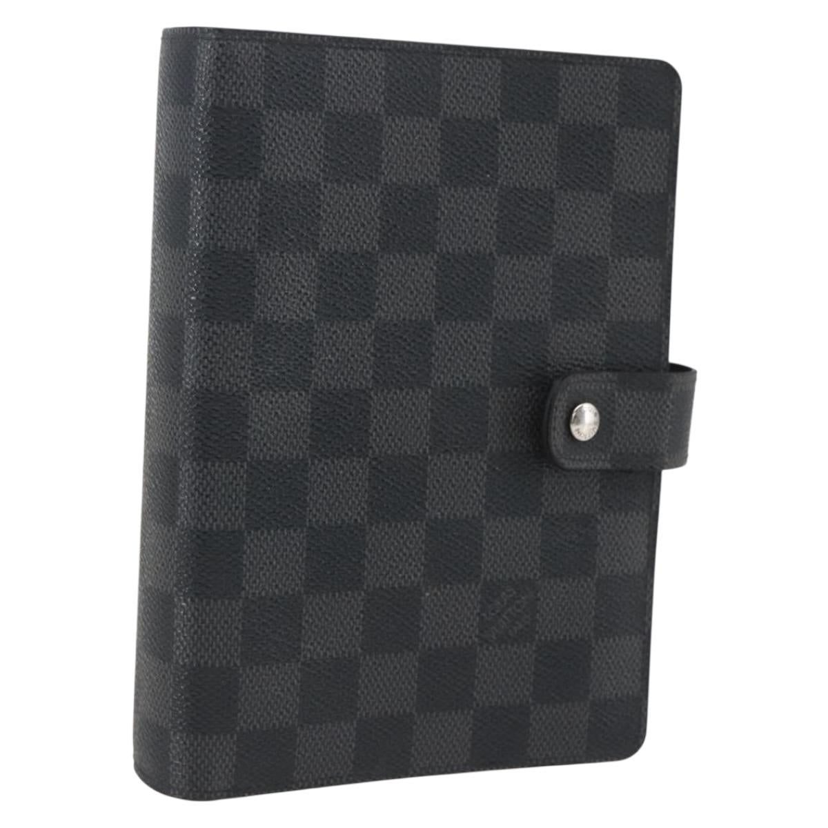 LOUIS VUITTON Damier Graphite Agenda MM Day Planner Cover R20242 LV Auth 159182