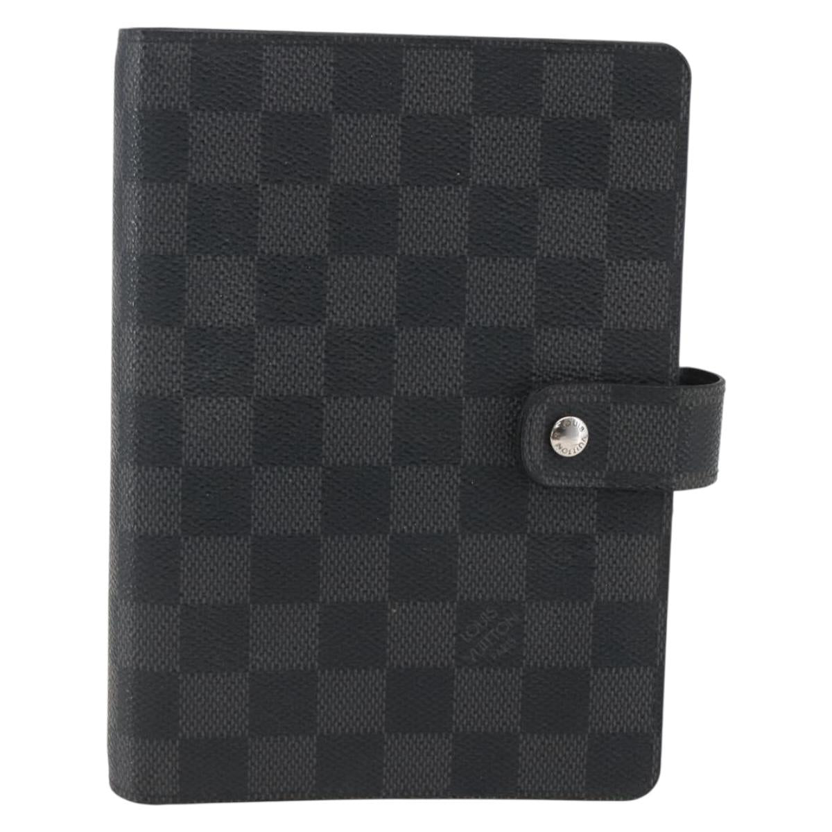 LOUIS VUITTON Damier Graphite Agenda MM Day Planner Cover R20242 LV Auth 159182