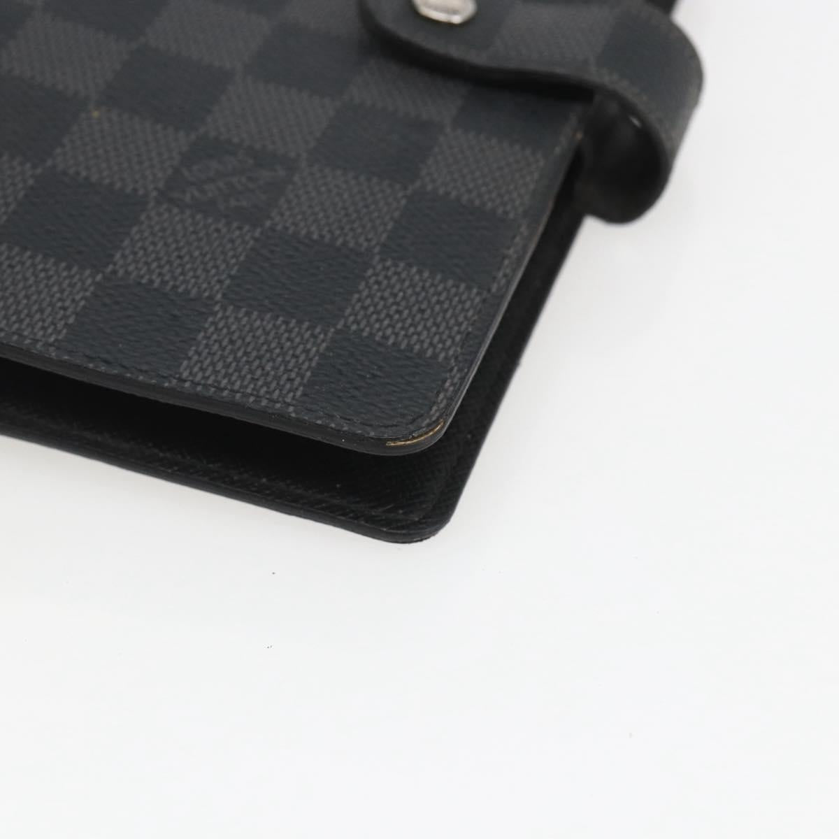 LOUIS VUITTON Damier Graphite Agenda MM Day Planner Cover R20242 LV Auth 159182