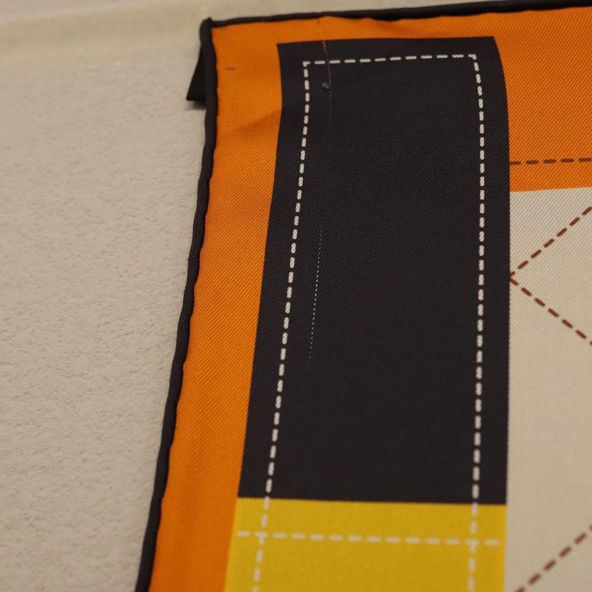 HERMES Carre 90 Scarf Silk ""Tapis de Selle"" Orange Auth 159188