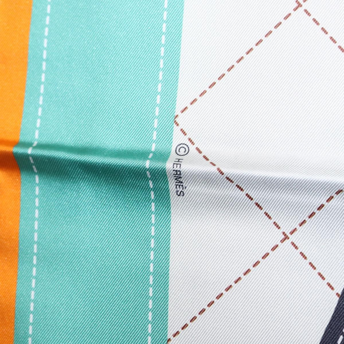 HERMES Carre 90 Scarf Silk ""Tapis de Selle"" Orange Auth 159188