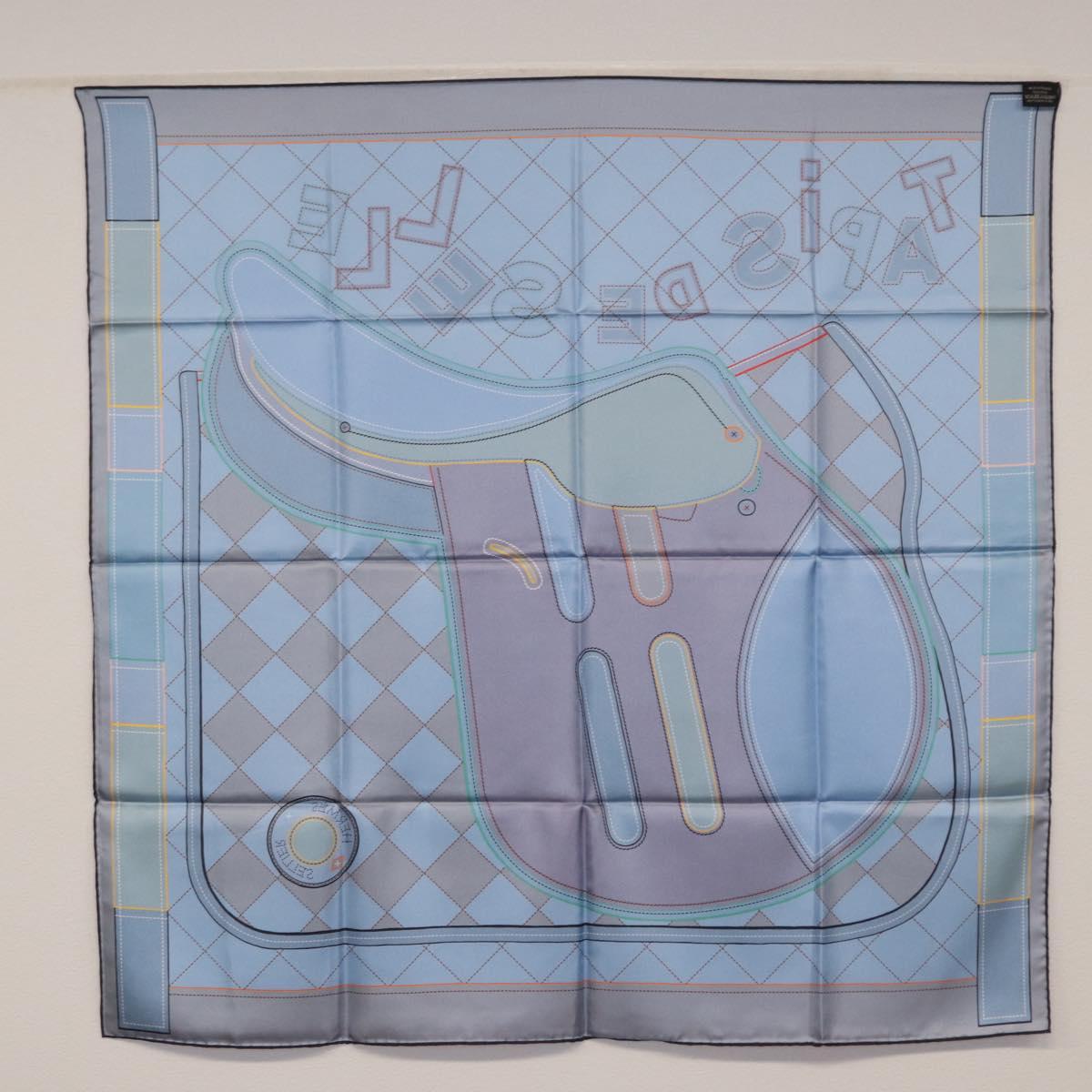 HERMES Carre 90 Scarf Silk ""Tapis de Selle"" Orange Auth 159188