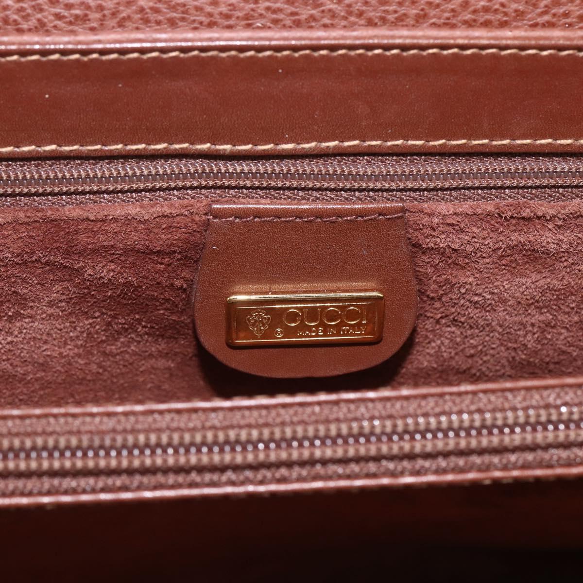 GUCCI Shoulder Bag Leather Brown Gold 001 115 1199 Auth 159210