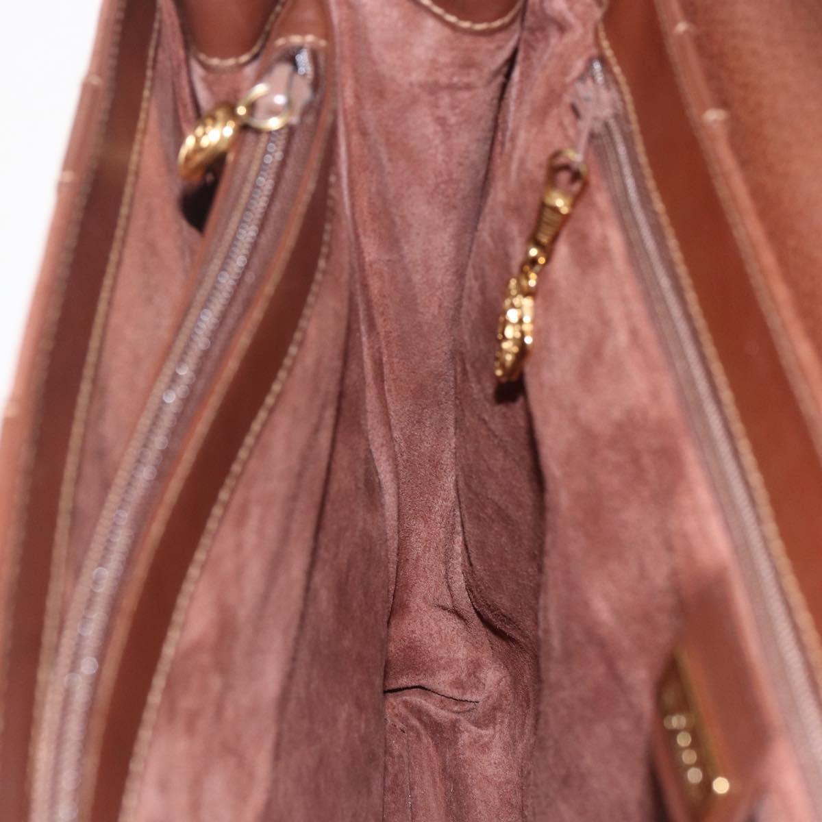GUCCI Shoulder Bag Leather Brown Gold 001 115 1199 Auth 159210