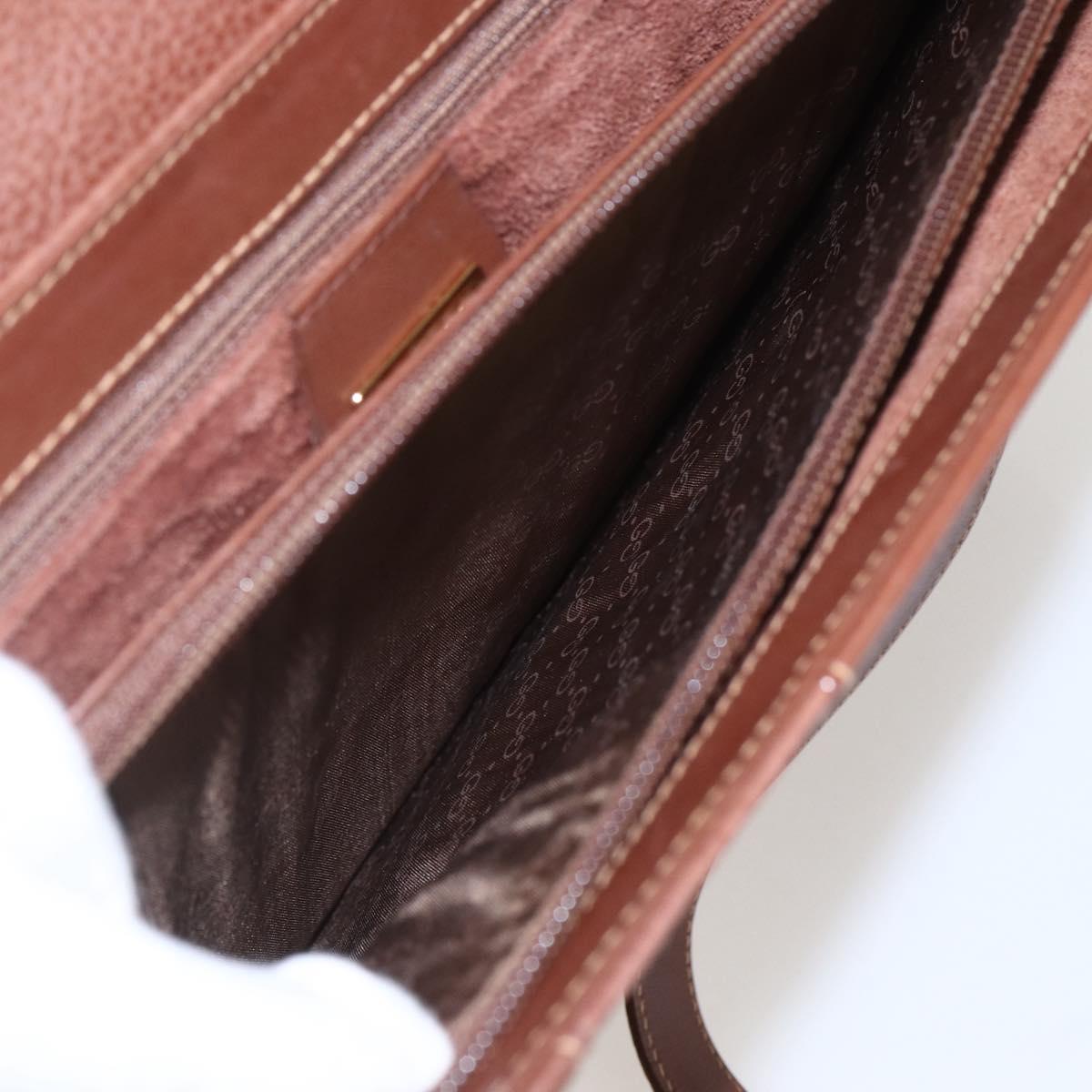 GUCCI Shoulder Bag Leather Brown Gold 001 115 1199 Auth 159210