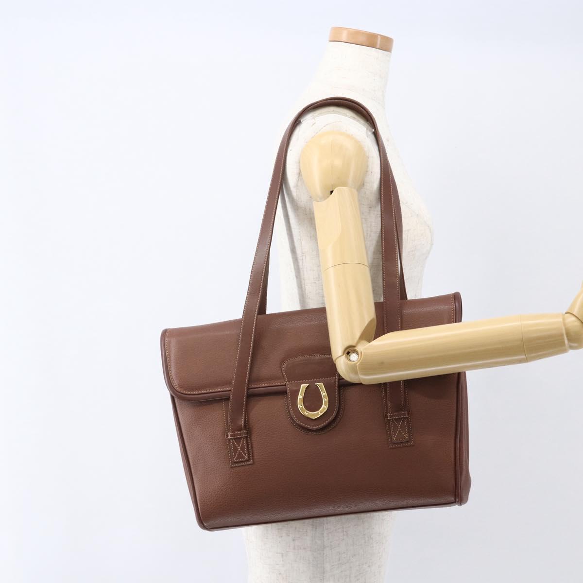 GUCCI Shoulder Bag Leather Brown Gold 001 115 1199 Auth 159210