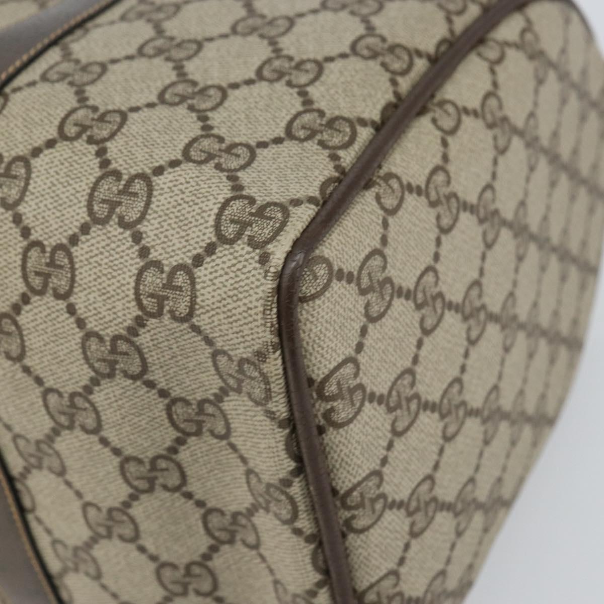 GUCCI GG Supreme Web Sherry Line Boston Bag PVC Beige Gold 378 02 07 Auth 159211