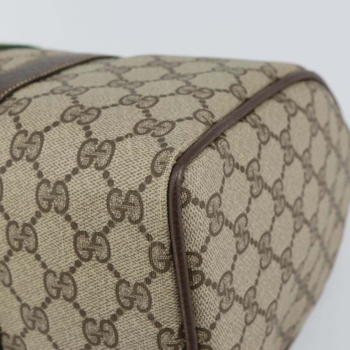 GUCCI GG Supreme Web Sherry Line Boston Bag PVC Beige Gold 378 02 07 Auth 159211