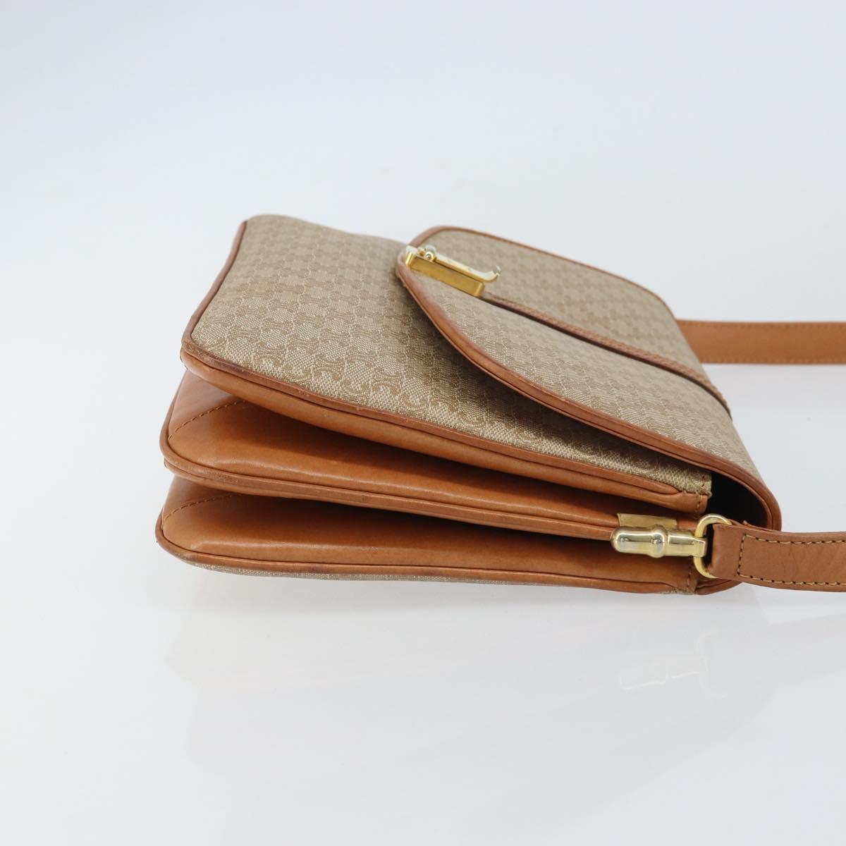 CELINE Macadam Canvas Shoulder Bag PVC Beige Gold Auth 159212