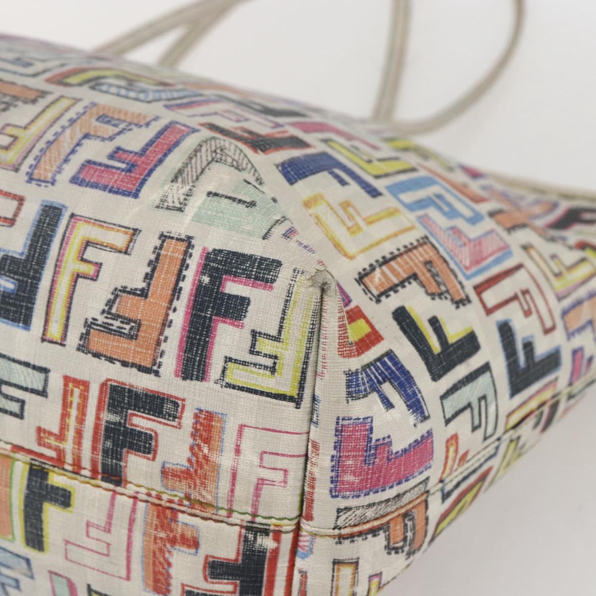 FENDI Zucca Canvas Tote Bag PVC Multicolor Gold Auth 159215