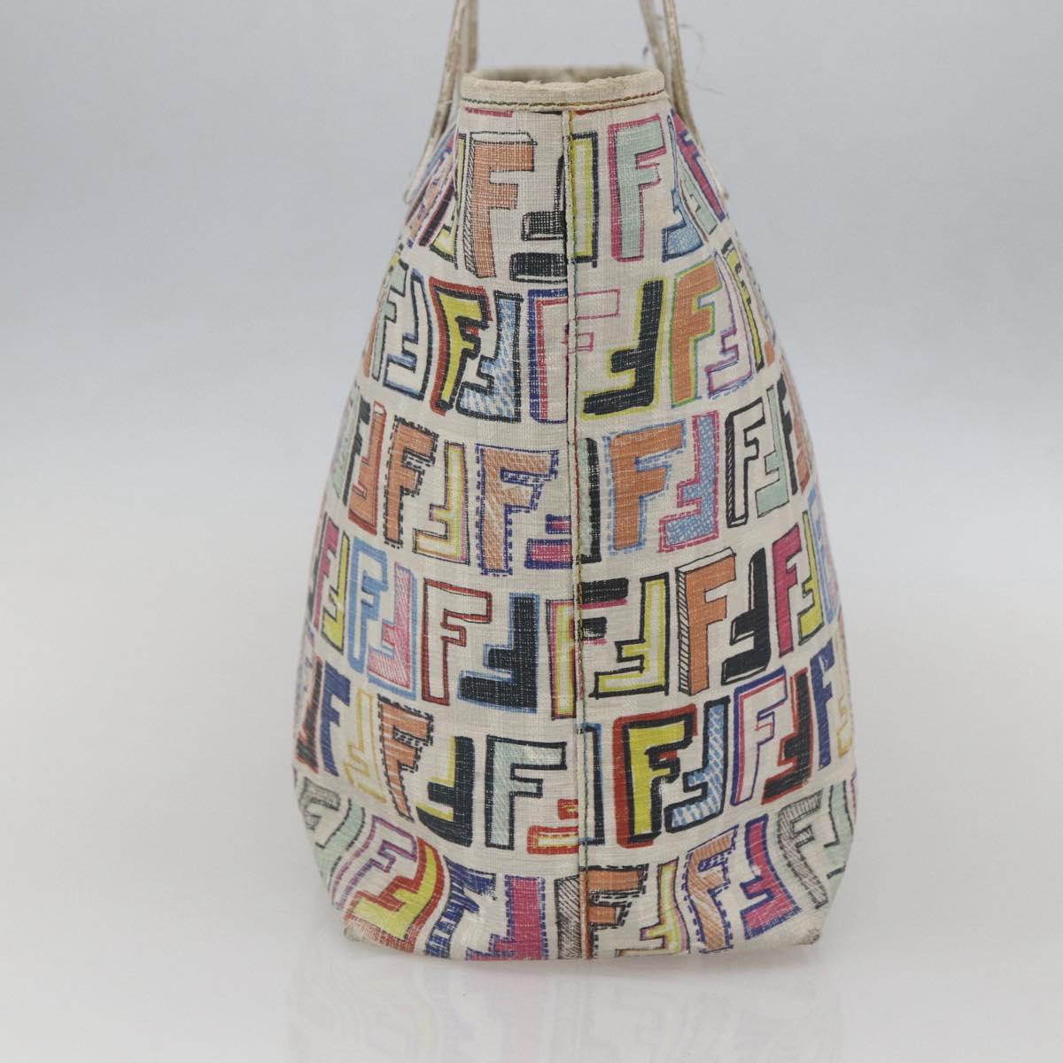 FENDI Zucca Canvas Tote Bag PVC Multicolor Gold Auth 159215