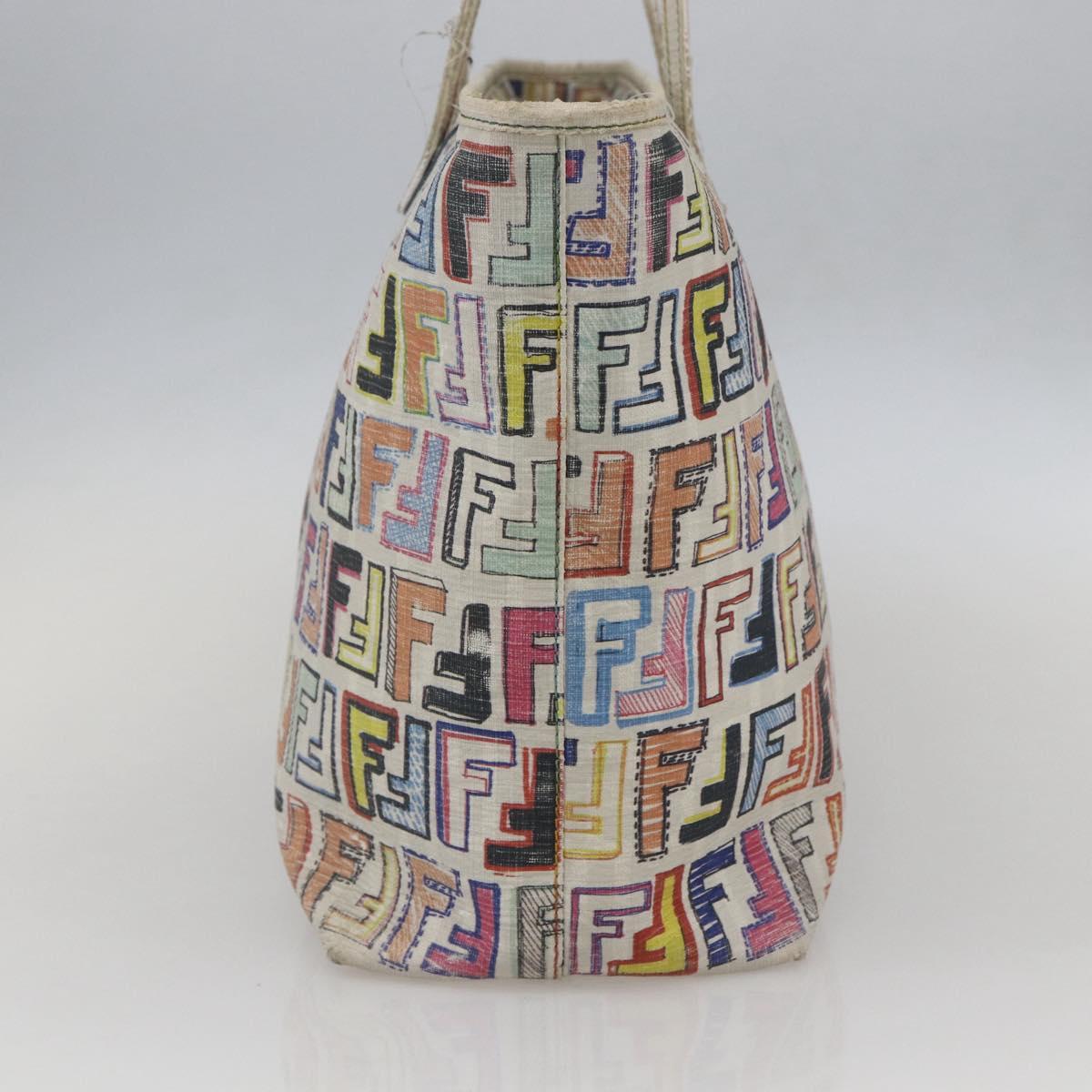 FENDI Zucca Canvas Tote Bag PVC Multicolor Gold Auth 159215