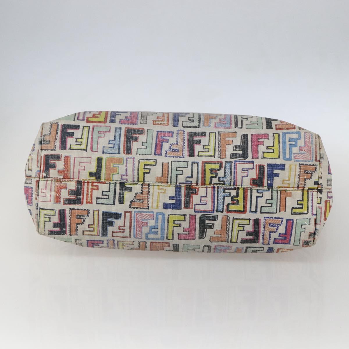 FENDI Zucca Canvas Tote Bag PVC Multicolor Gold Auth 159215