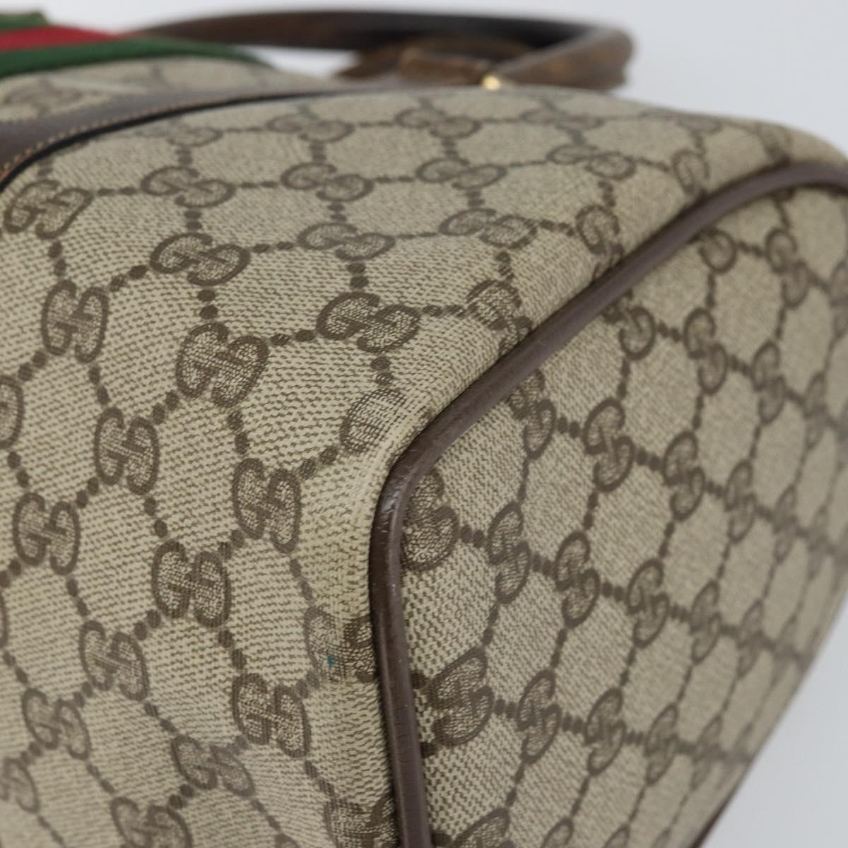 GUCCI GG Supreme Web Sherry Line Boston Bag PVC Beige 69 012 3842 Auth 159227