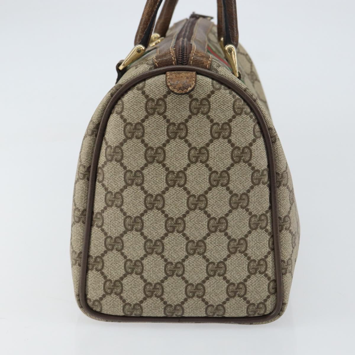 GUCCI GG Supreme Web Sherry Line Boston Bag PVC Beige 69 012 3842 Auth 159227