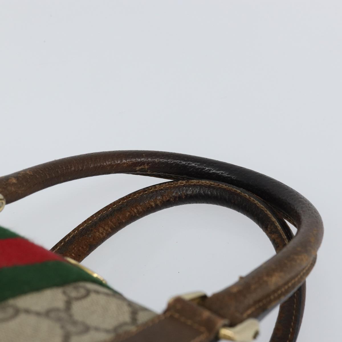 GUCCI GG Supreme Web Sherry Line Boston Bag PVC Beige 69 012 3842 Auth 159227
