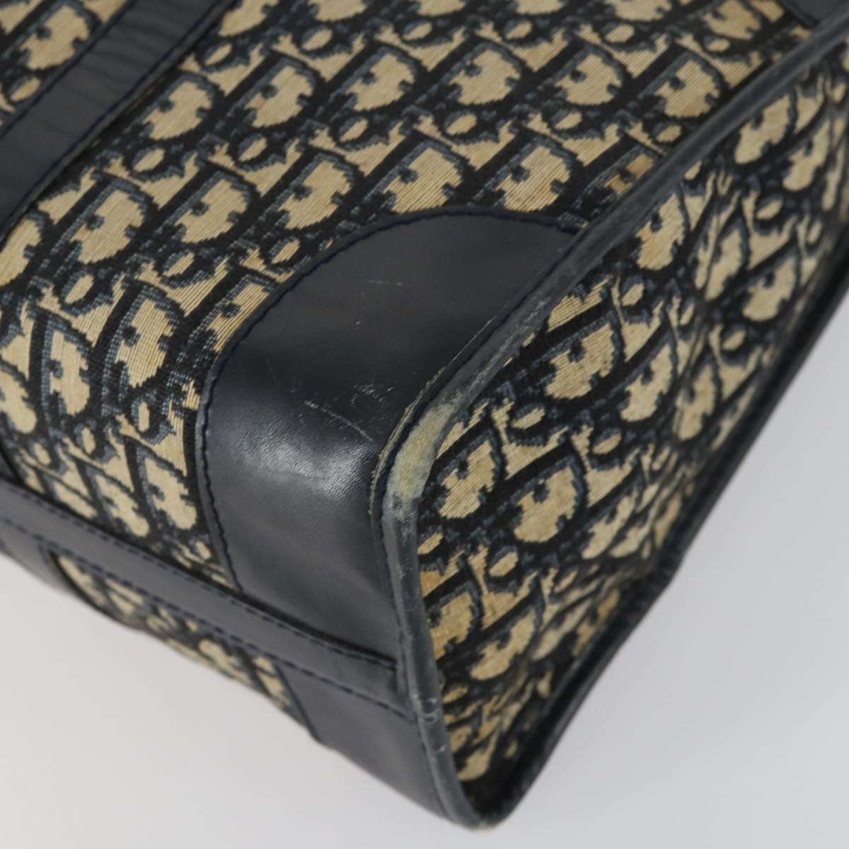 Christian Dior Trotter Canvas Hand Bag Navy Silver Auth 159228