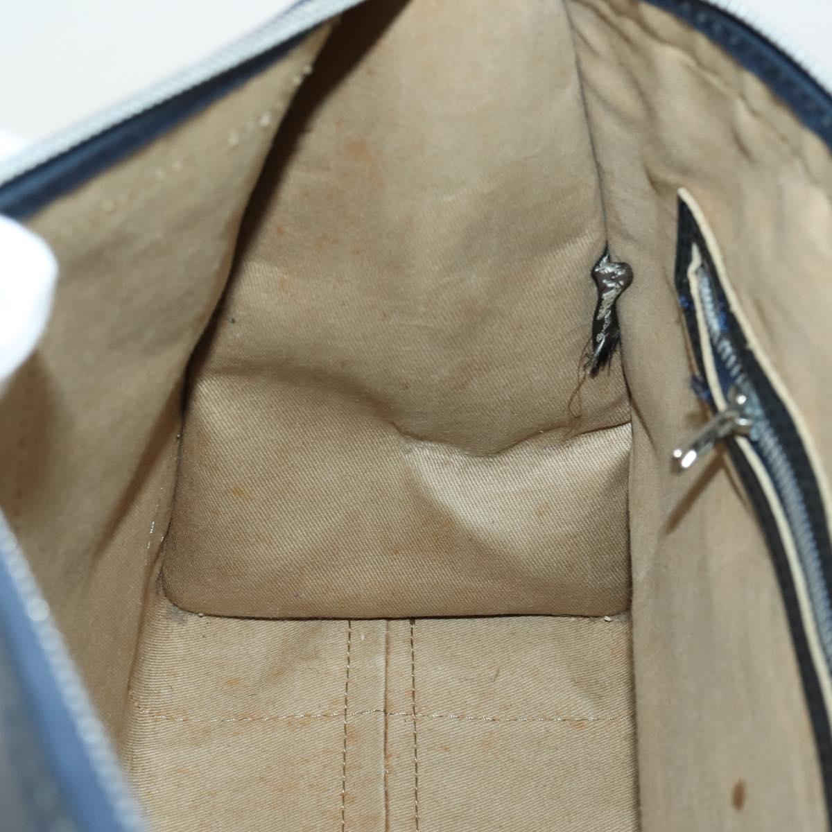 Christian Dior Trotter Canvas Hand Bag Navy Silver Auth 159228