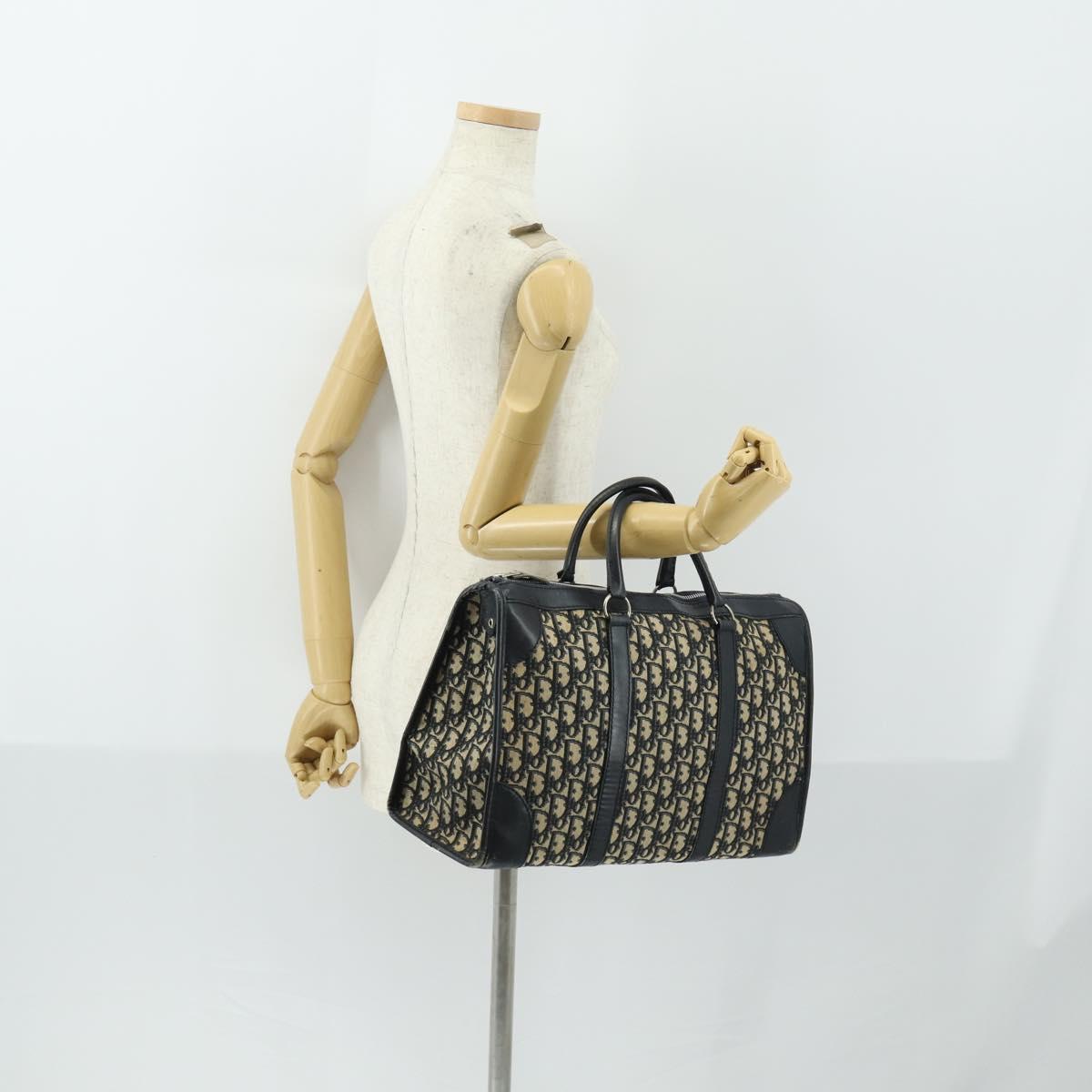 Christian Dior Trotter Canvas Hand Bag Navy Silver Auth 159228