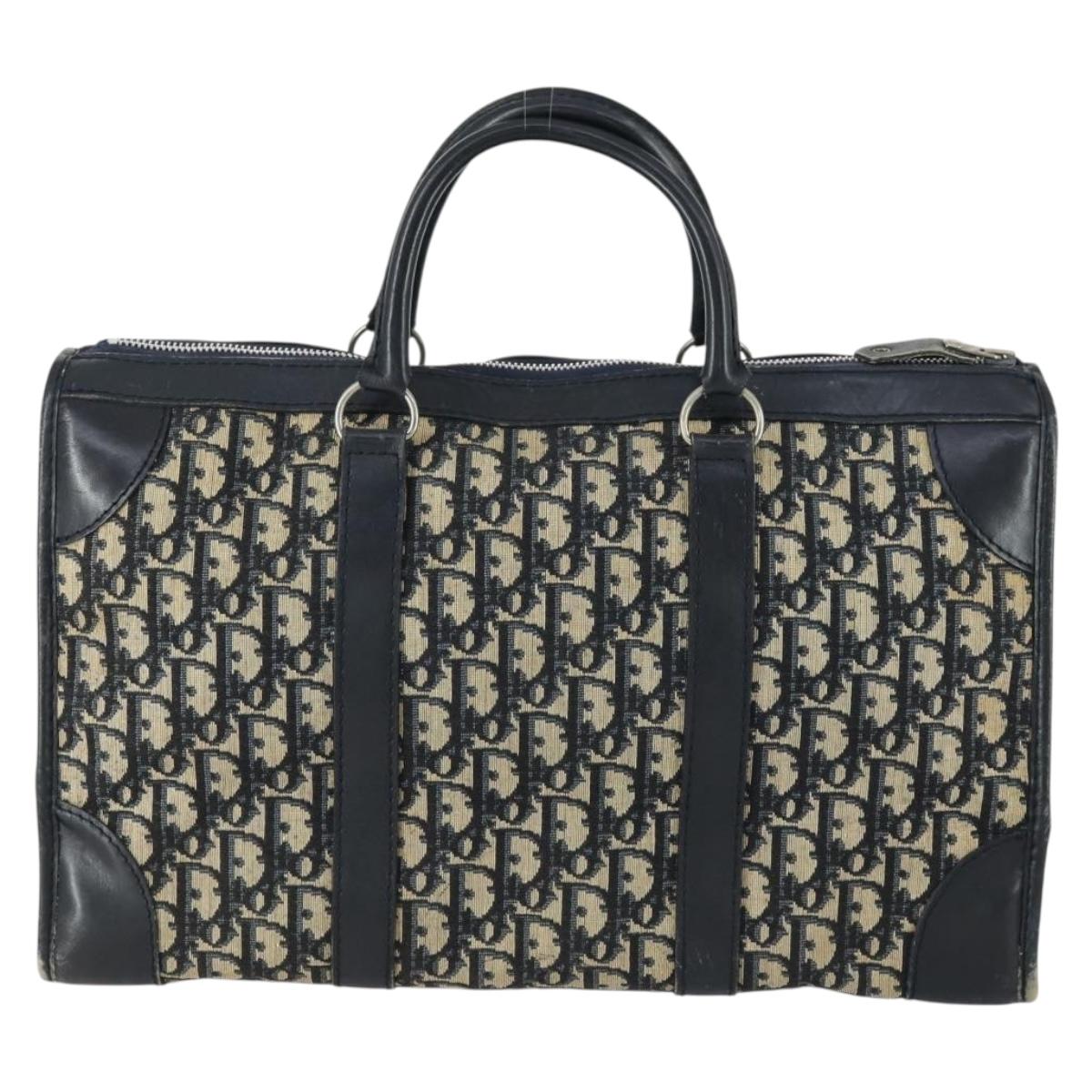 Christian Dior Trotter Canvas Hand Bag Navy Silver Auth 159228