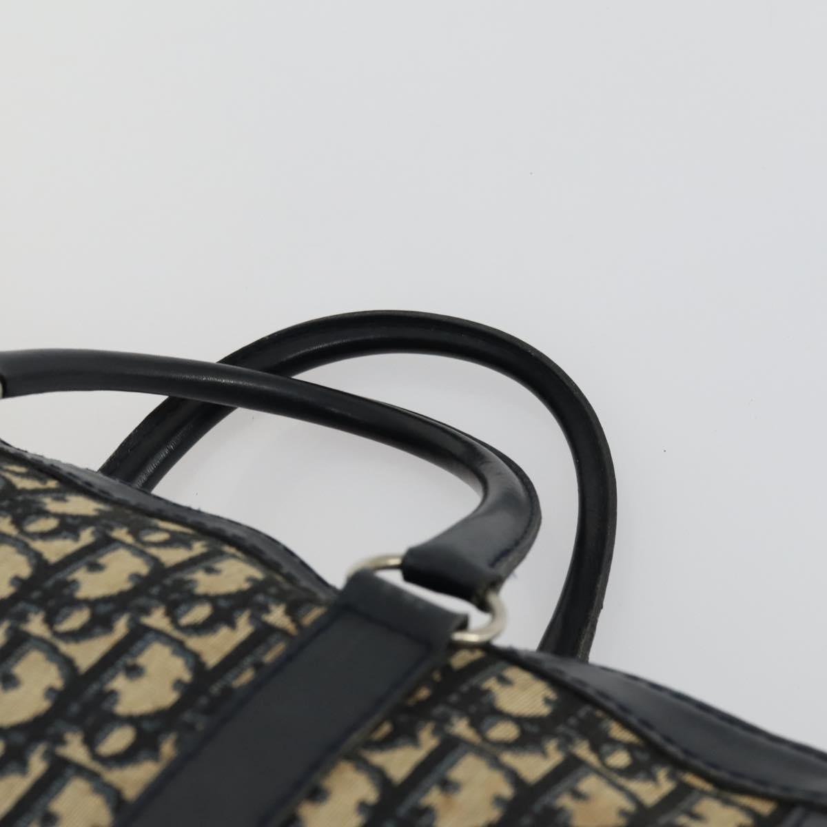 Christian Dior Trotter Canvas Hand Bag Navy Silver Auth 159228