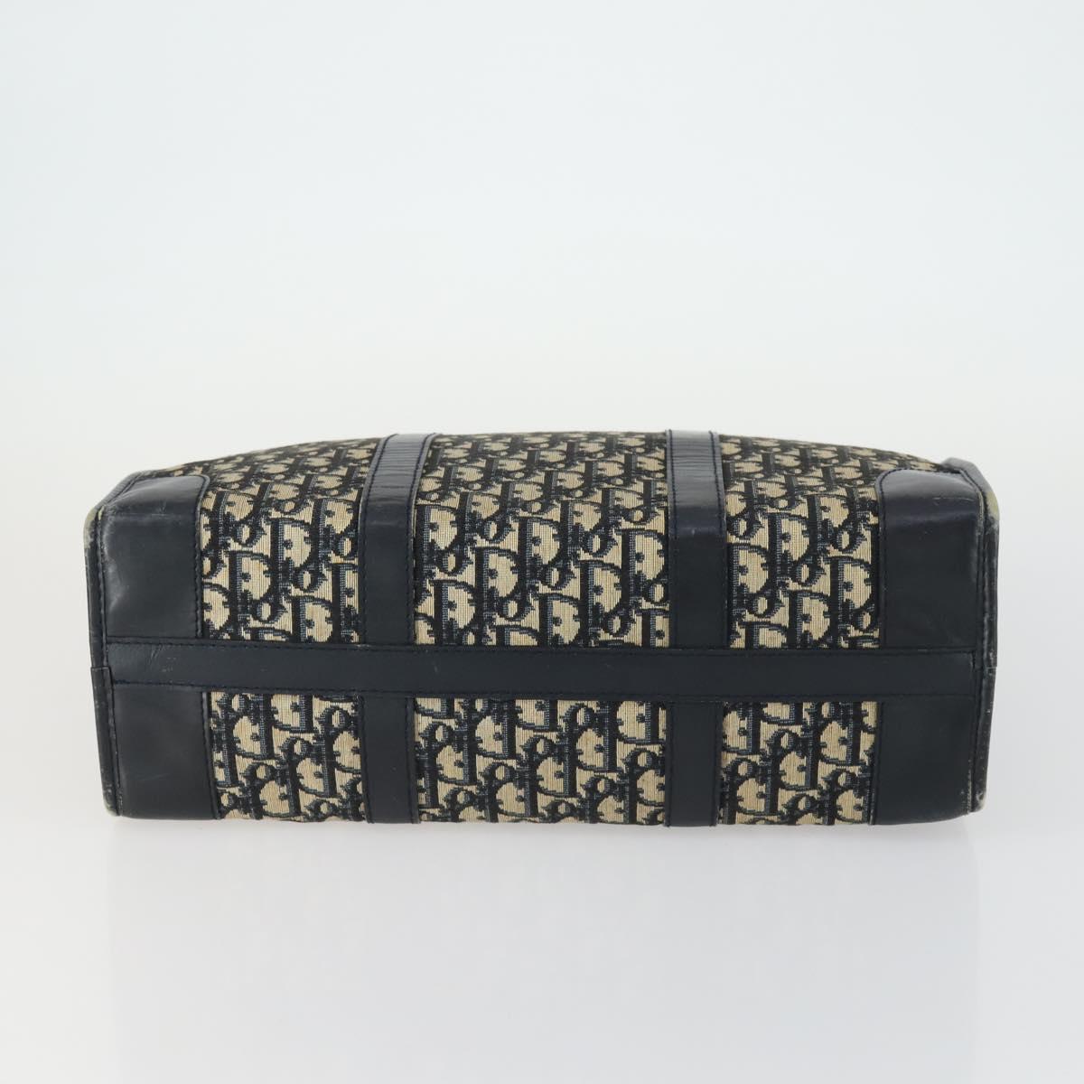 Christian Dior Trotter Canvas Hand Bag Navy Silver Auth 159228