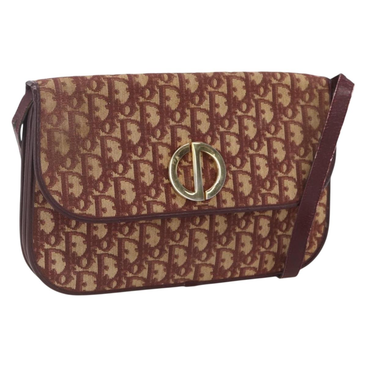 Christian Dior Trotter Canvas Shoulder Bag PVC Red Gold Auth 159229