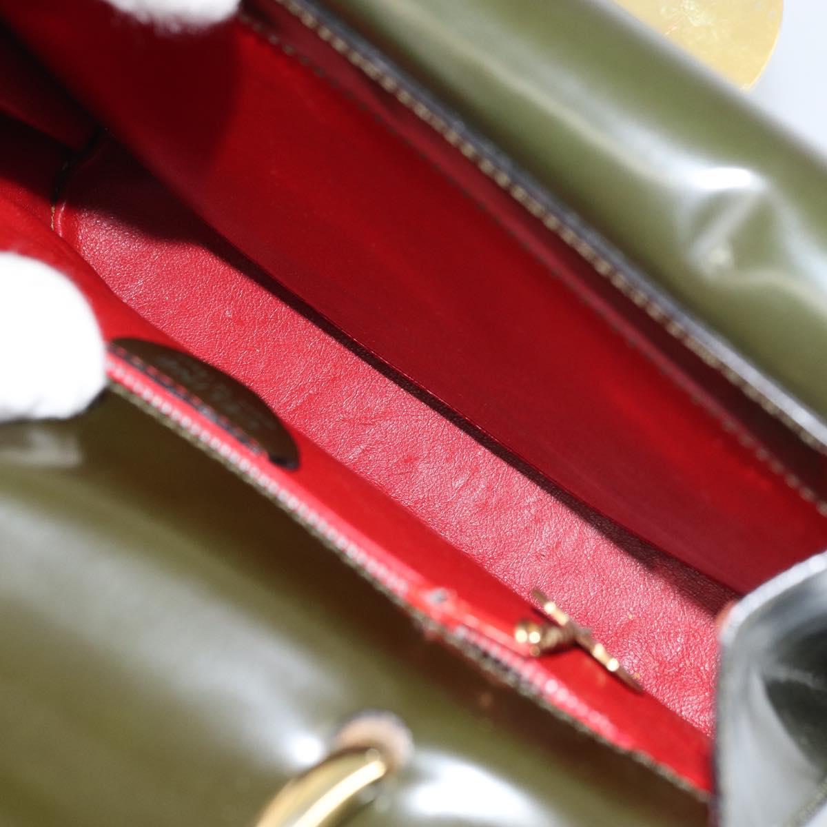 CELINE Hand Bag Suede Khaki Gold Auth 159231