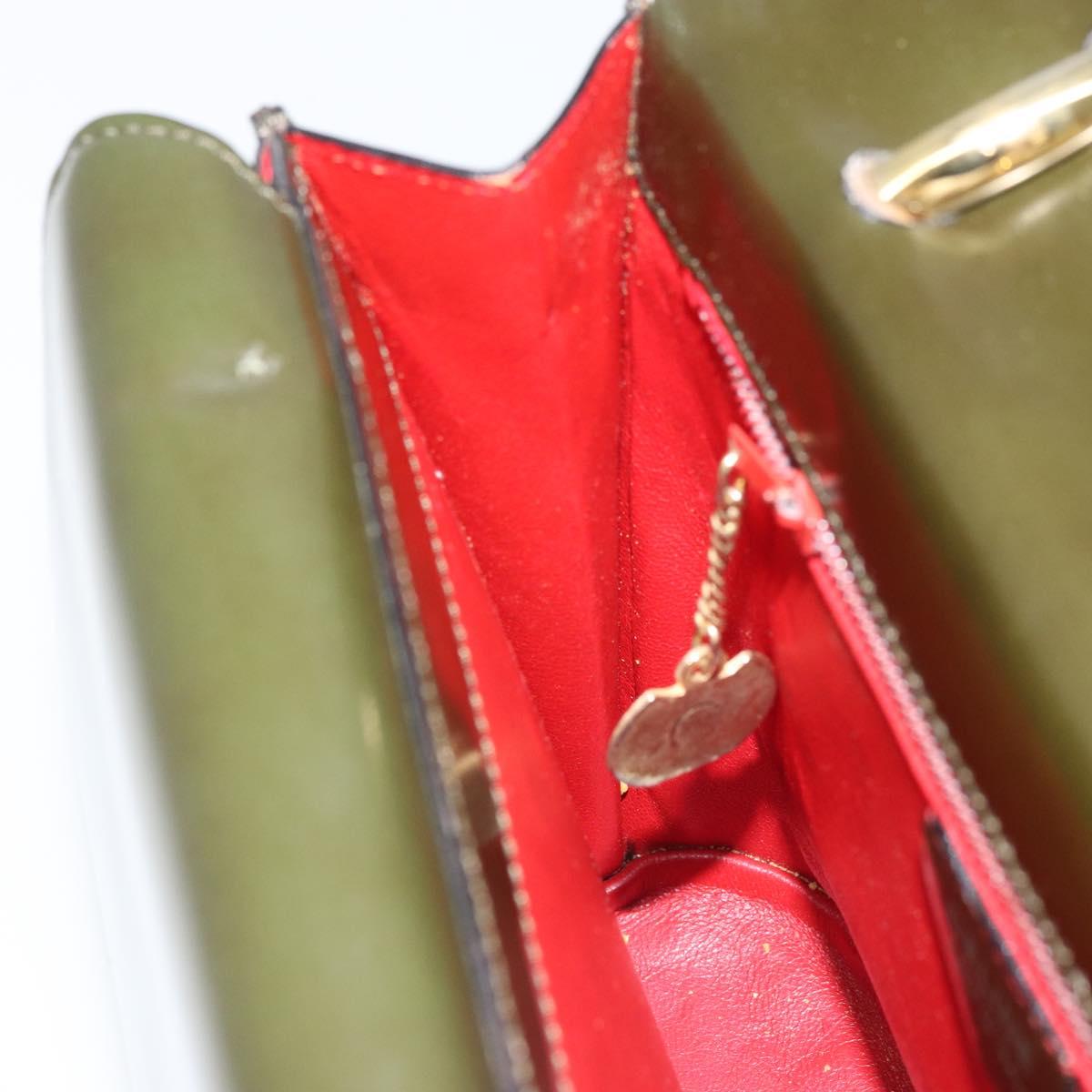 CELINE Hand Bag Suede Khaki Gold Auth 159231