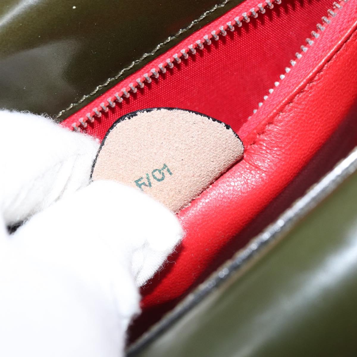 CELINE Hand Bag Suede Khaki Gold Auth 159231