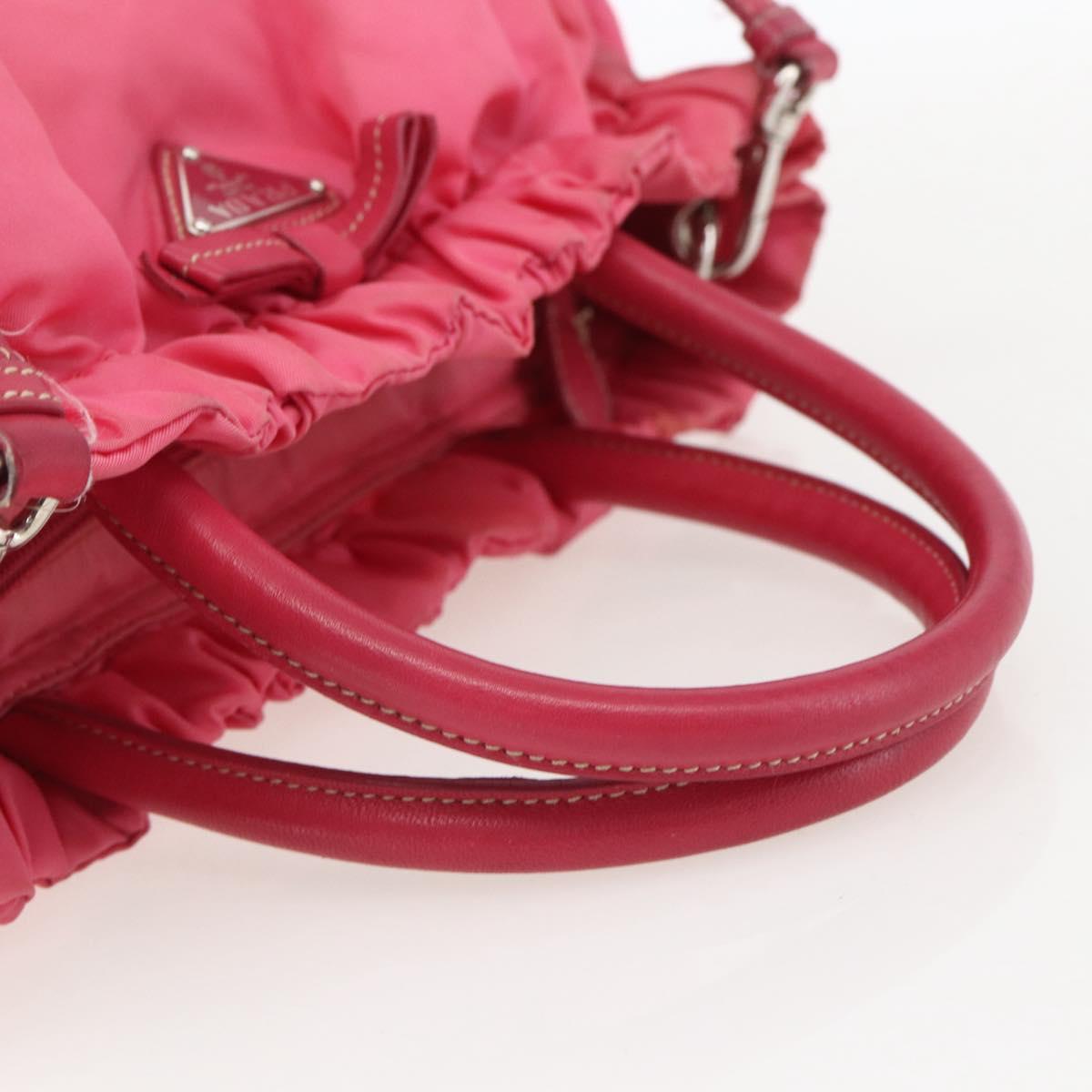 PRADA Hand Bag Nylon 2way Pink Gold Auth 159239