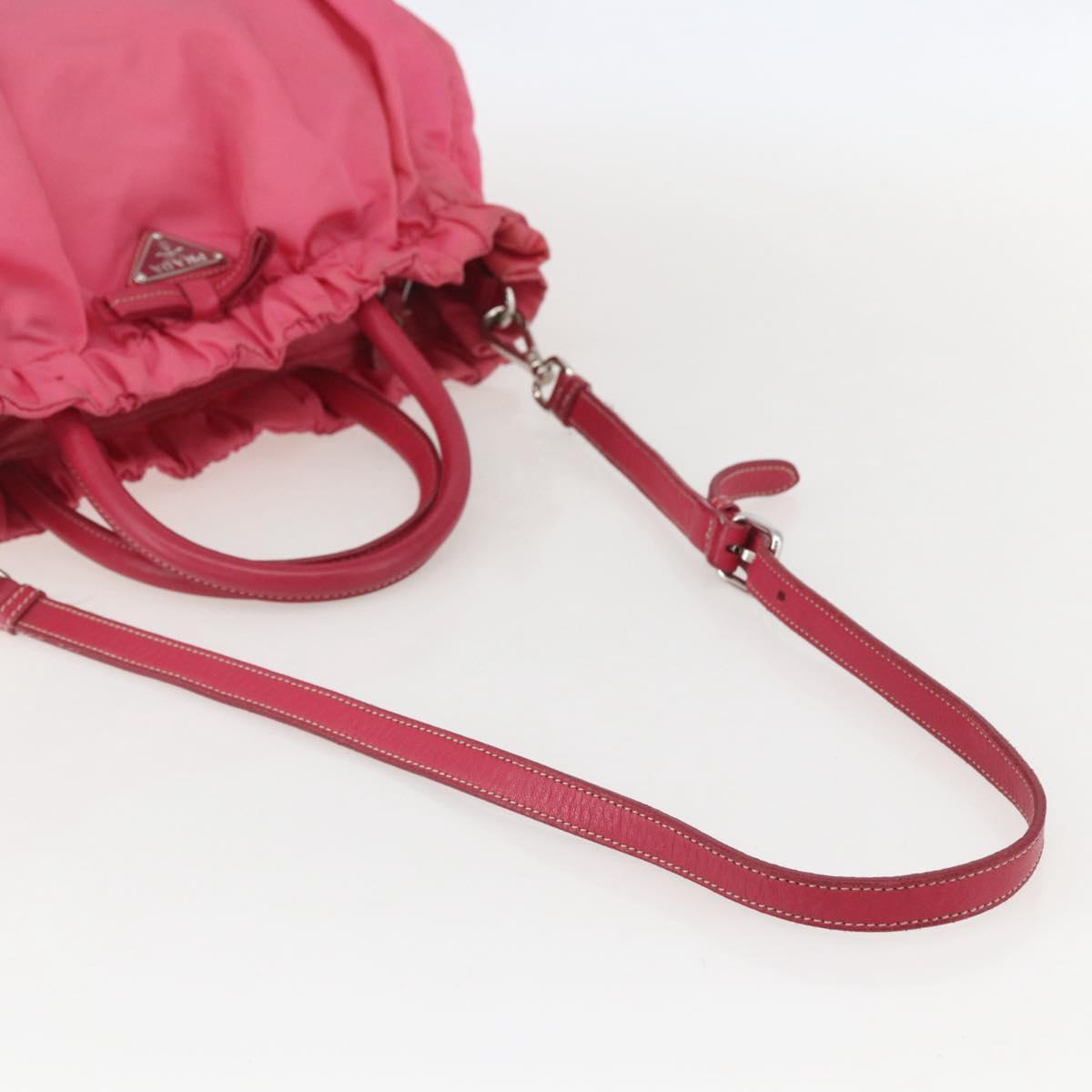 PRADA Hand Bag Nylon 2way Pink Gold Auth 159239