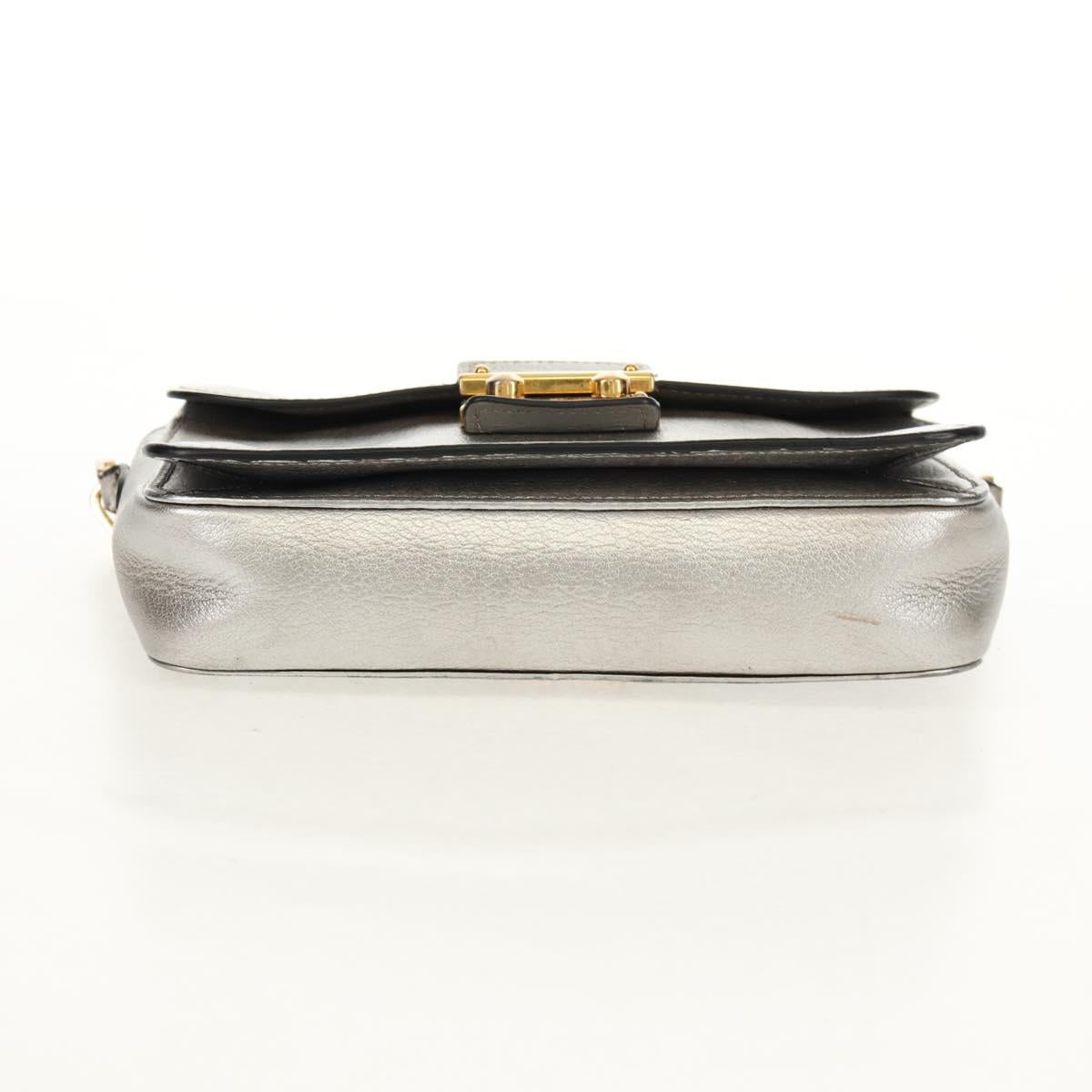 Miu Miu Chain Shoulder Bag Leather Gold Silver Auth 159240V