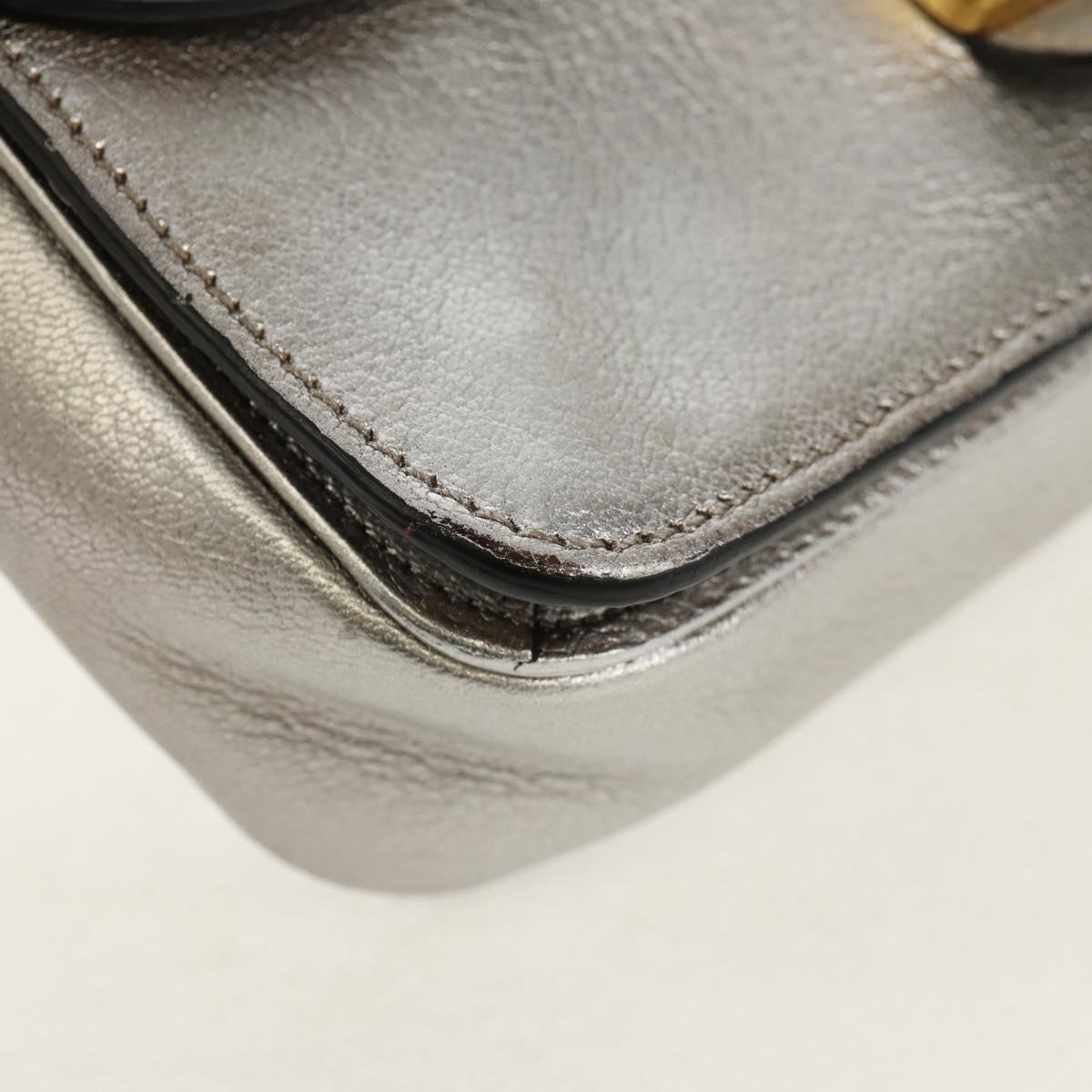Miu Miu Chain Shoulder Bag Leather Gold Silver Auth 159240V