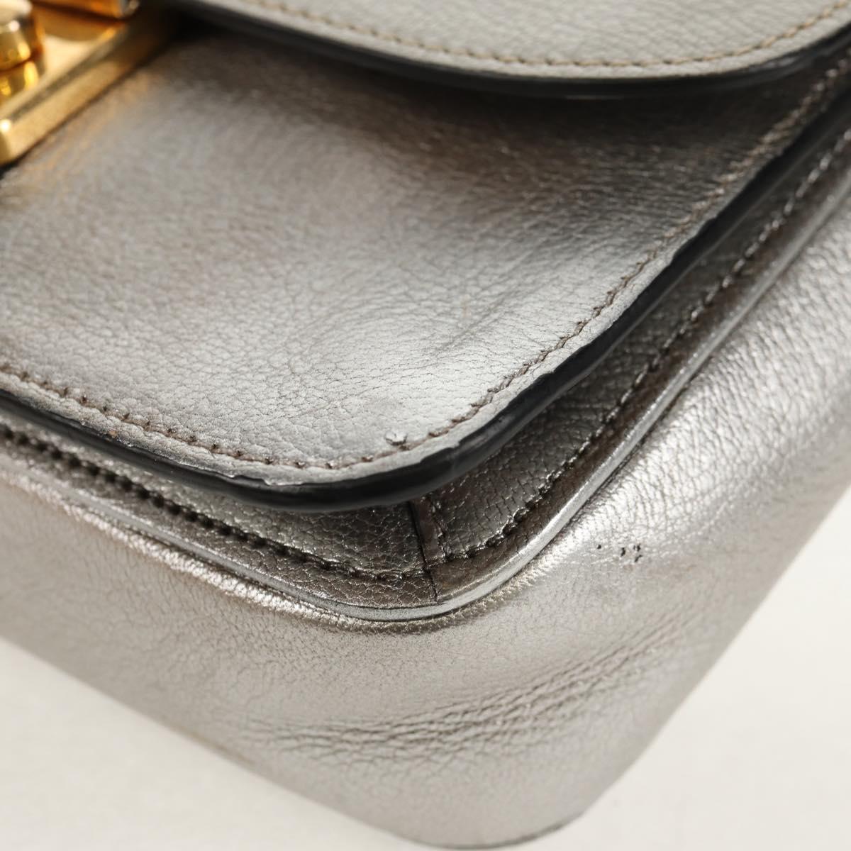 Miu Miu Chain Shoulder Bag Leather Gold Silver Auth 159240V
