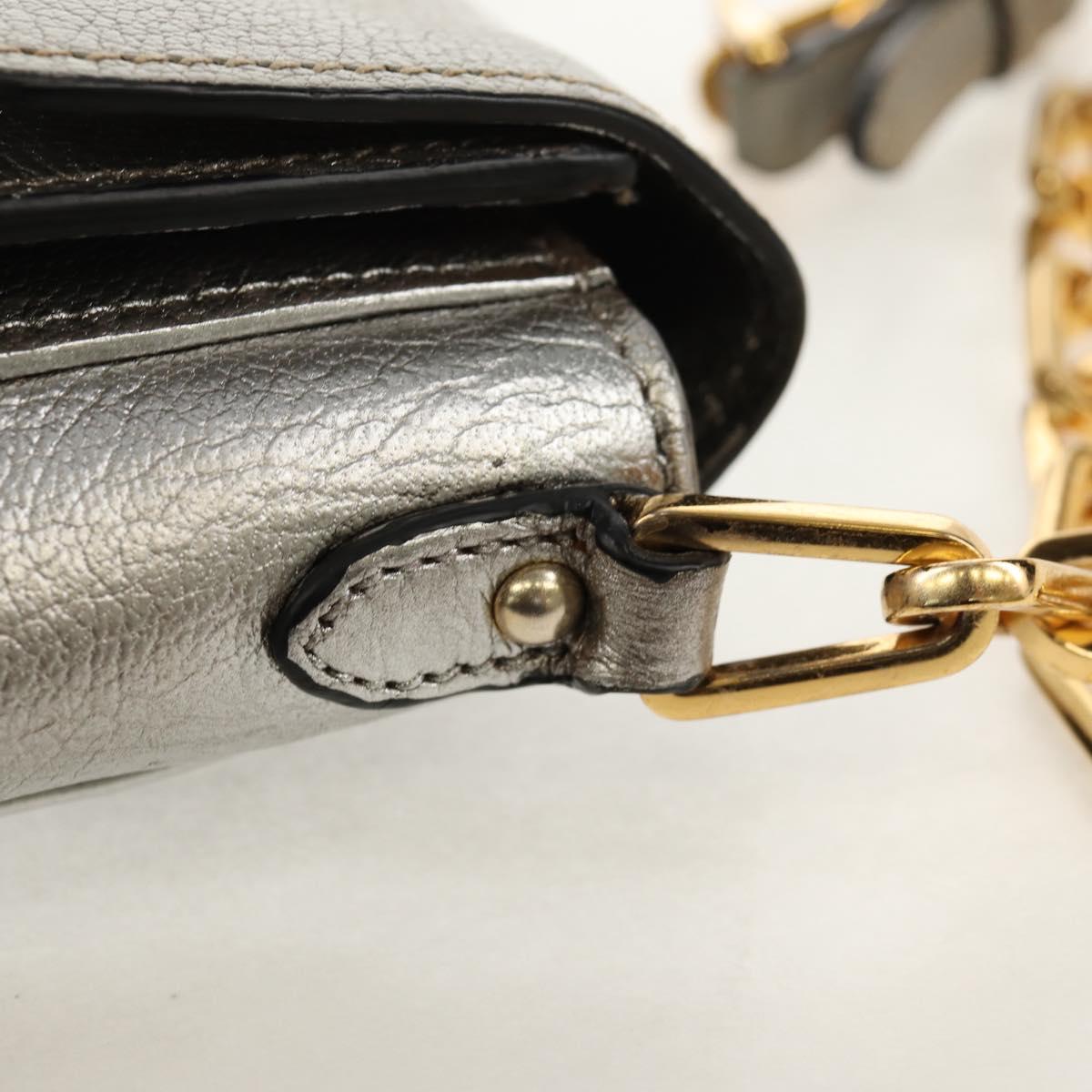 Miu Miu Chain Shoulder Bag Leather Gold Silver Auth 159240V