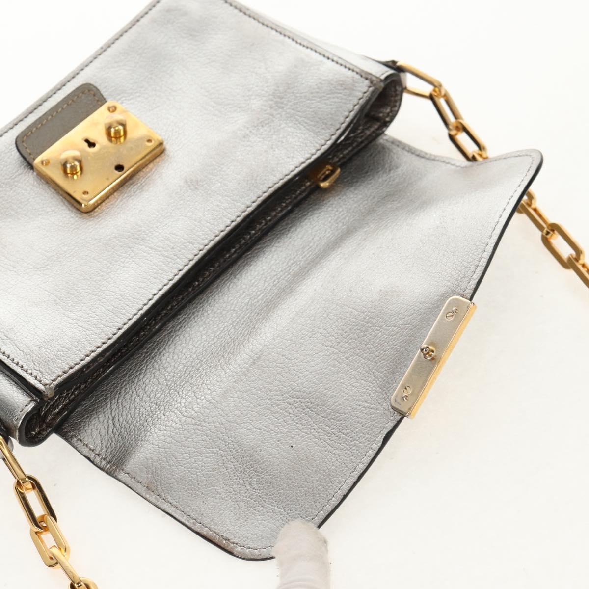 Miu Miu Chain Shoulder Bag Leather Gold Silver Auth 159240V