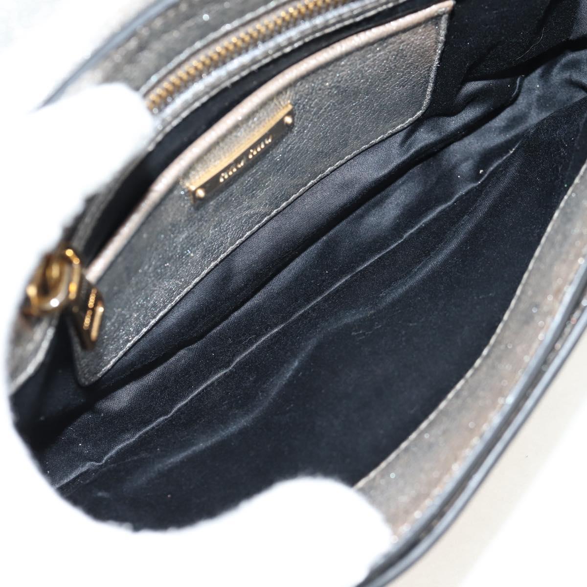 Miu Miu Chain Shoulder Bag Leather Gold Silver Auth 159240V