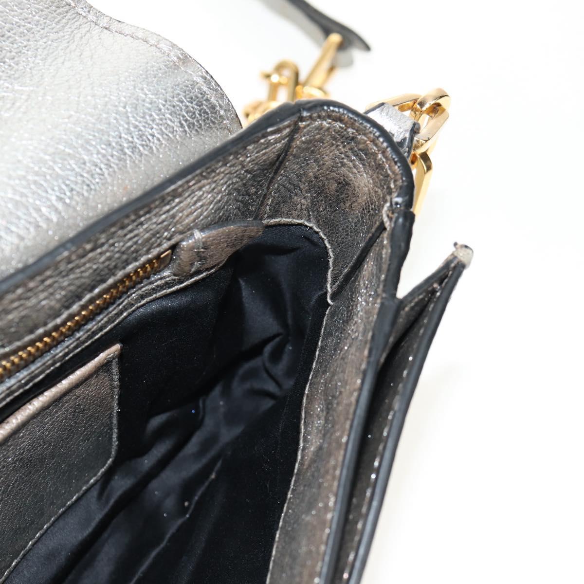 Miu Miu Chain Shoulder Bag Leather Gold Silver Auth 159240V