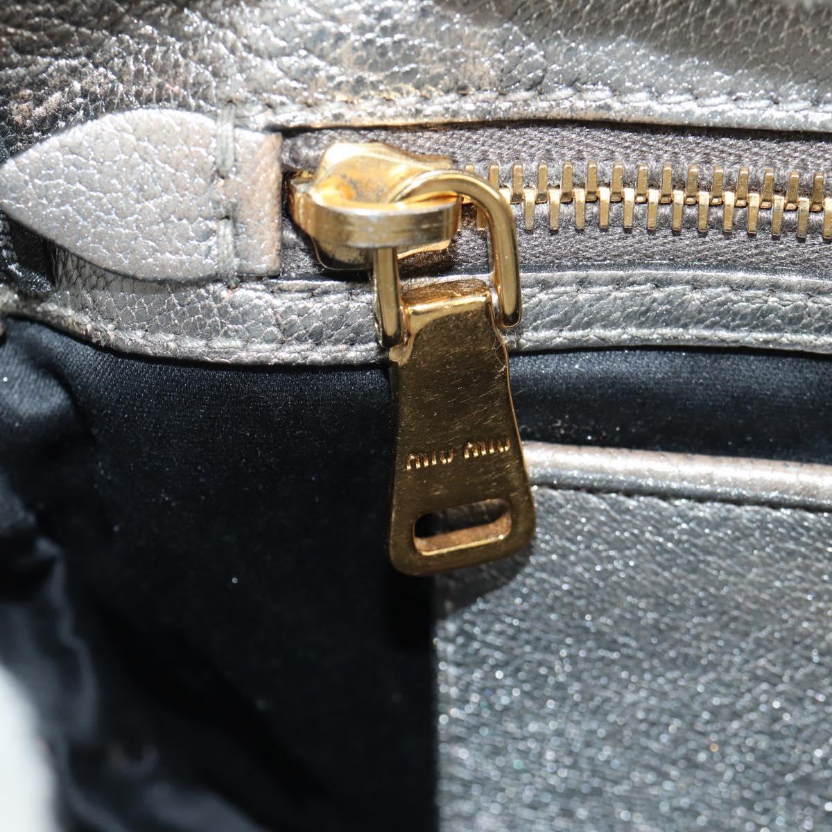 Miu Miu Chain Shoulder Bag Leather Gold Silver Auth 159240V