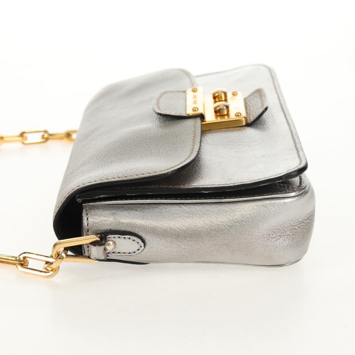 Miu Miu Chain Shoulder Bag Leather Gold Silver Auth 159240V