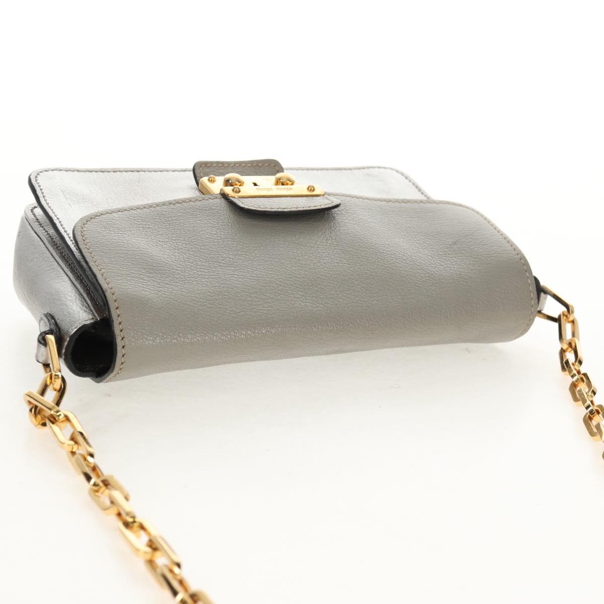 Miu Miu Chain Shoulder Bag Leather Gold Silver Auth 159240V