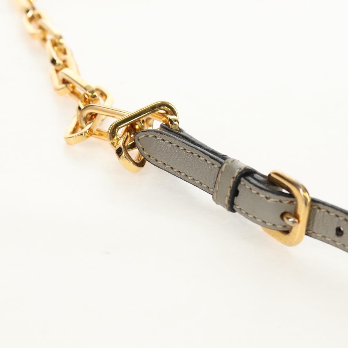 Miu Miu Chain Shoulder Bag Leather Gold Silver Auth 159240V