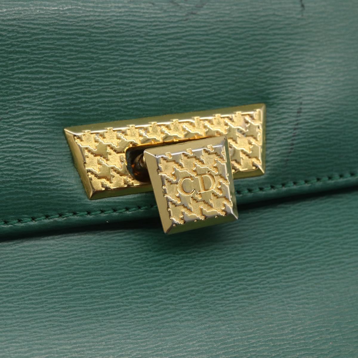 Christian Dior Shoulder Bag Leather Green Gold Auth 159257A