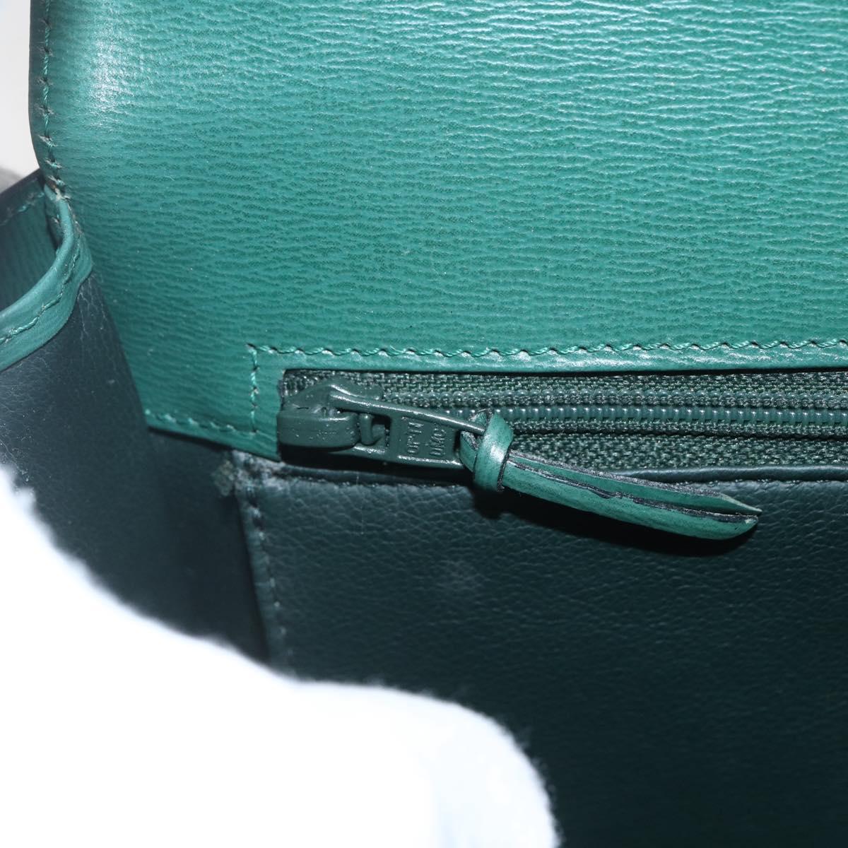 Christian Dior Shoulder Bag Leather Green Gold Auth 159257A
