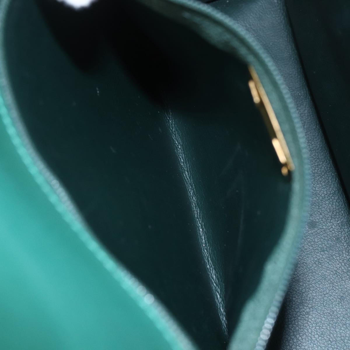 Christian Dior Shoulder Bag Leather Green Gold Auth 159257A